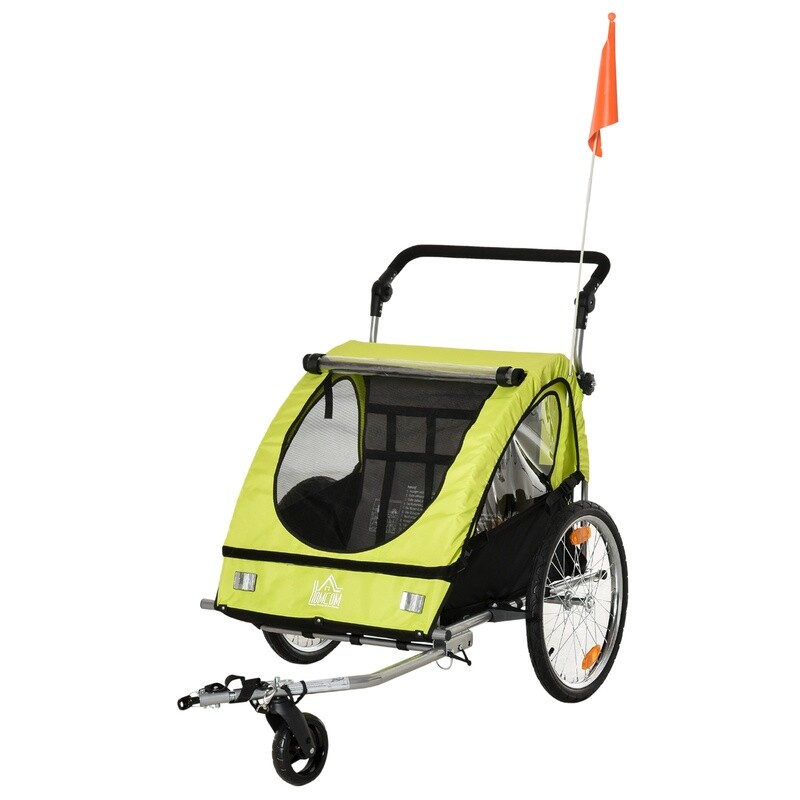 2 in 1 Fahrradanhänger Kinderwagen Velo-Anhänger gelb