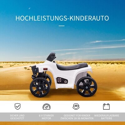 Kinder Elektro Quad Kinderwagen ATV Elektromotorrad Elektroquad Stahl Schwarz+Weiss