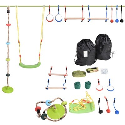 Ninja Slackline Set hängender Hindernisparcour für Kinder Polyester Holz