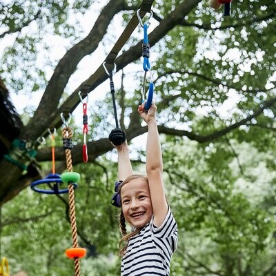 Ninja Slackline Set hängender Hindernisparcour für Kinder Polyester Holz
