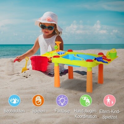 Kinder Spieltisch 16 tlg. Strandspielzeug ab 3 Jahren Bunt
