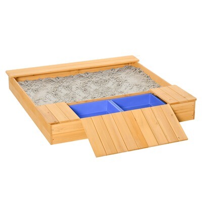 Sandkasten Staubdichte Holzsandkasten mit 2 Aufbewahrungsbox 3-6 Jahren
