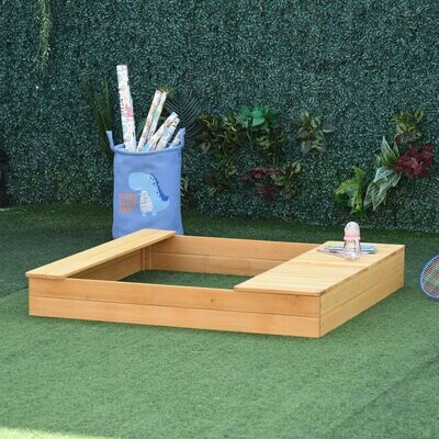 Sandkasten Staubdichte Holzsandkasten mit 2 Aufbewahrungsbox 3-6 Jahren