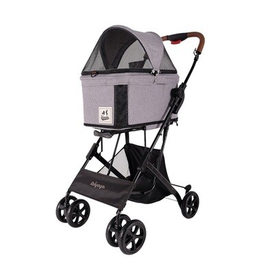 Ibiyaya Hundebuggy Pet Stroller Modell Travois Tri-Fold Gravel-System, Nimbus Gray