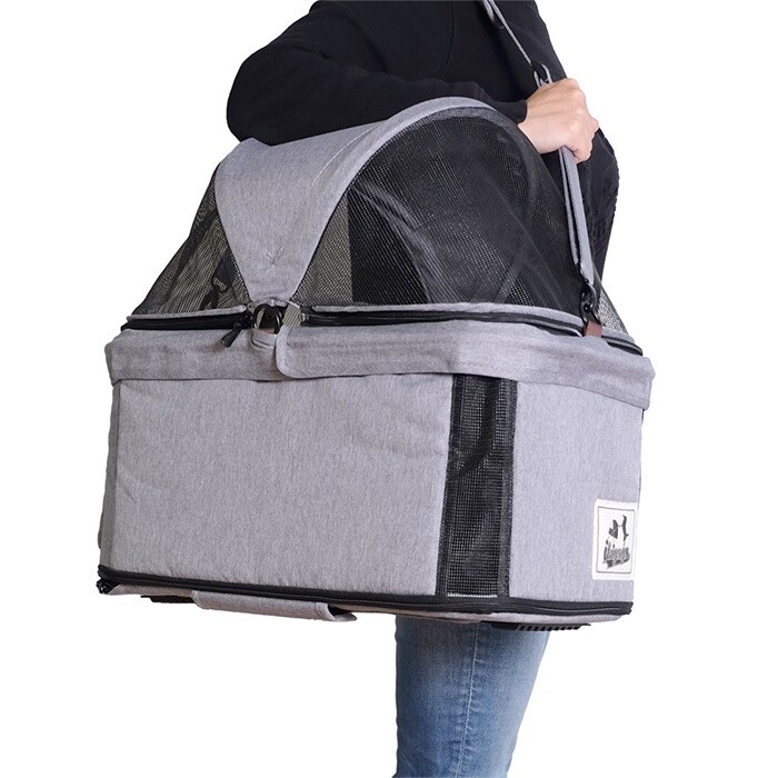 Ibiyaya Hundebuggy Pet Stroller Modell Travois Tri-Fold Gravel-System, Nimbus Gray