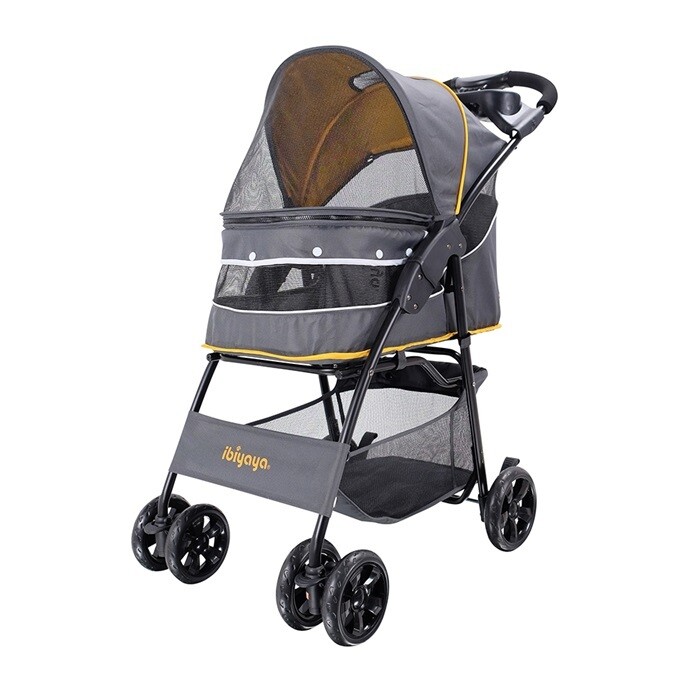 Ibiyaya Hundebuggy Pet Stroller Modell &quot;Cloud 9&quot;, Senfgelb/Grau