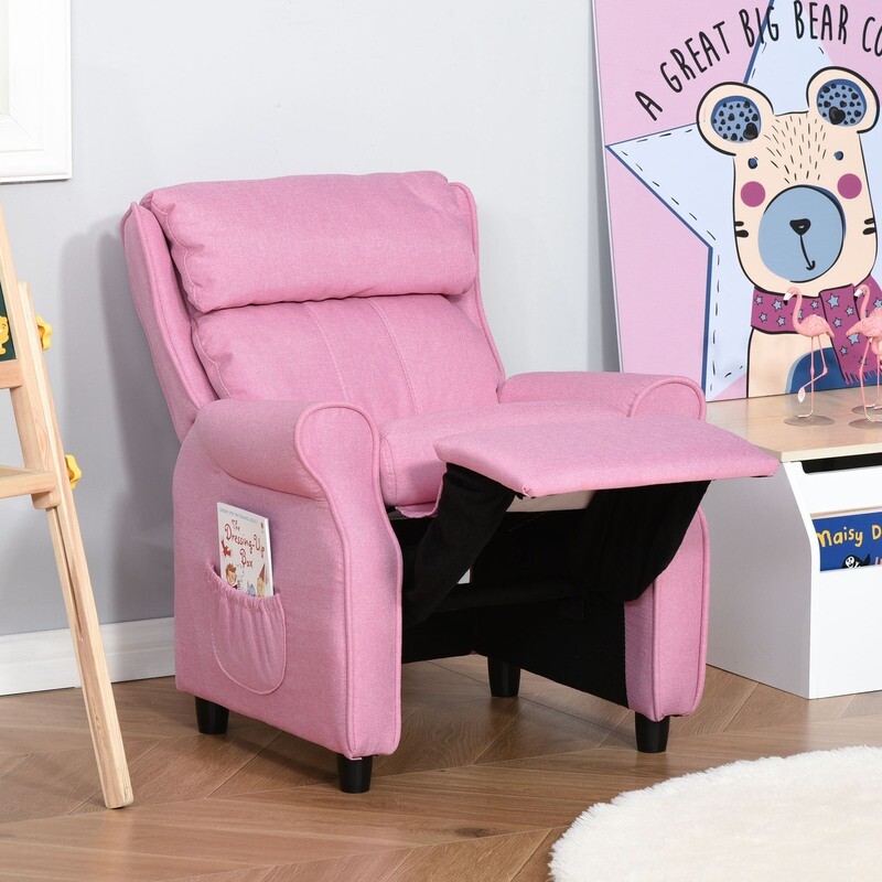 Relax-Sessel für Kinder mit Fussstütze Rosa