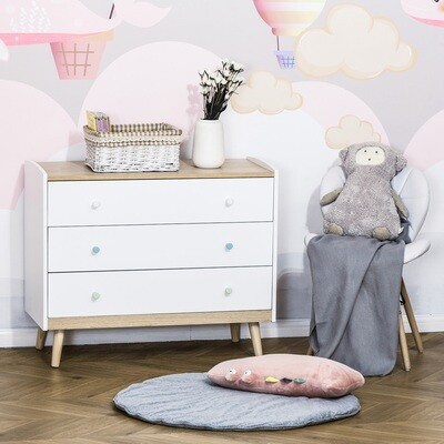 Kinderschrank Kinder Kommode mit 3 Schubladen Weiss