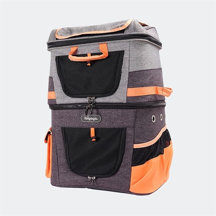 Ibiyaya Rucksack Two Pets Backpack, Orange