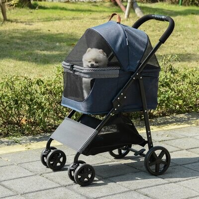 2-in-1 Hundebuggy mit Transporttasche abnehmbar Katzenbuggy Oxford Dunkelblau