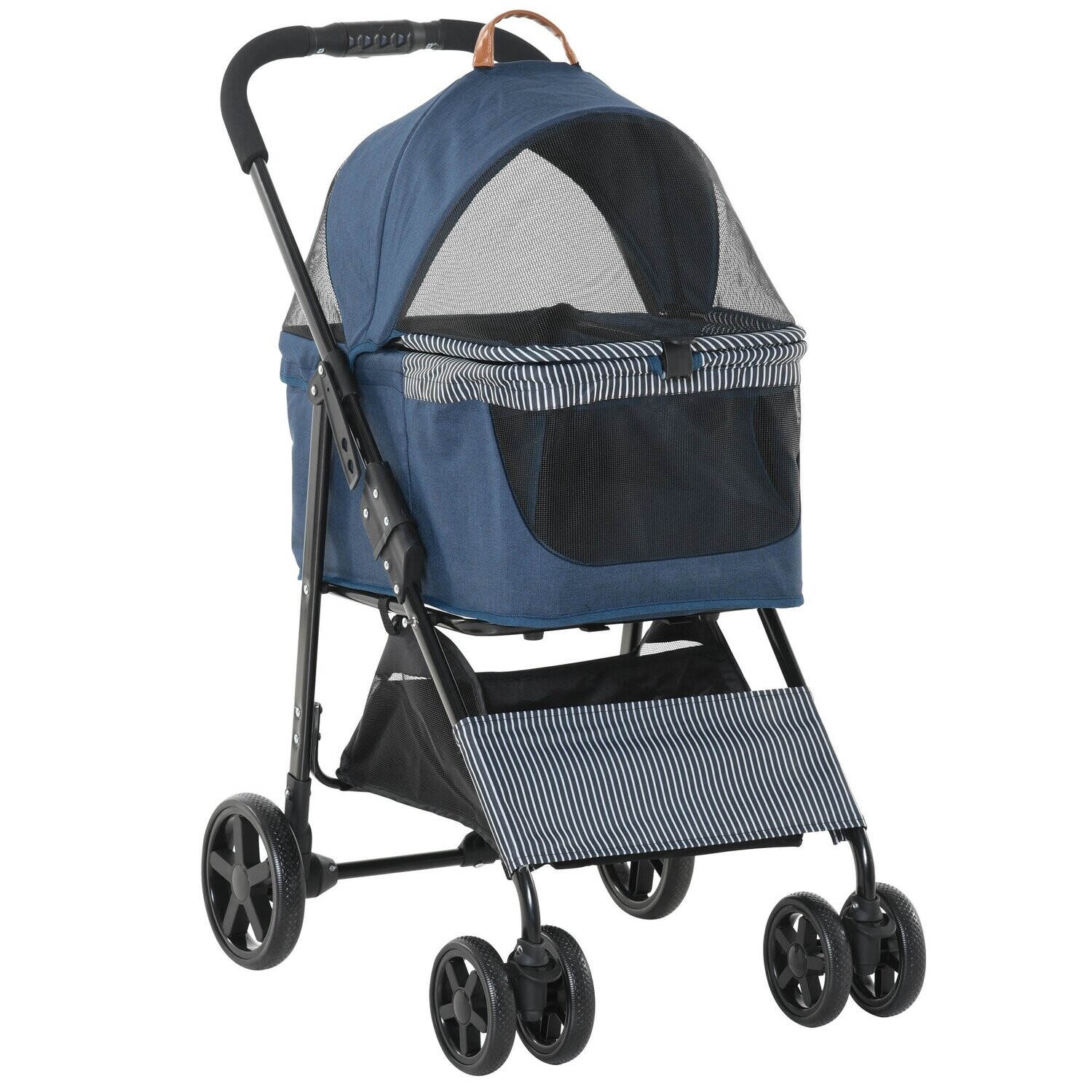 2-in-1 Hundebuggy mit Transporttasche abnehmbar Katzenbuggy Oxford Dunkelblau