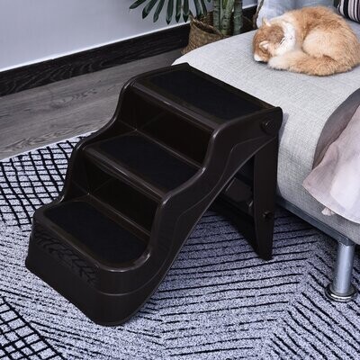Haustiertreppe 3 Stufen Katzentreppe Hundetreppe braun