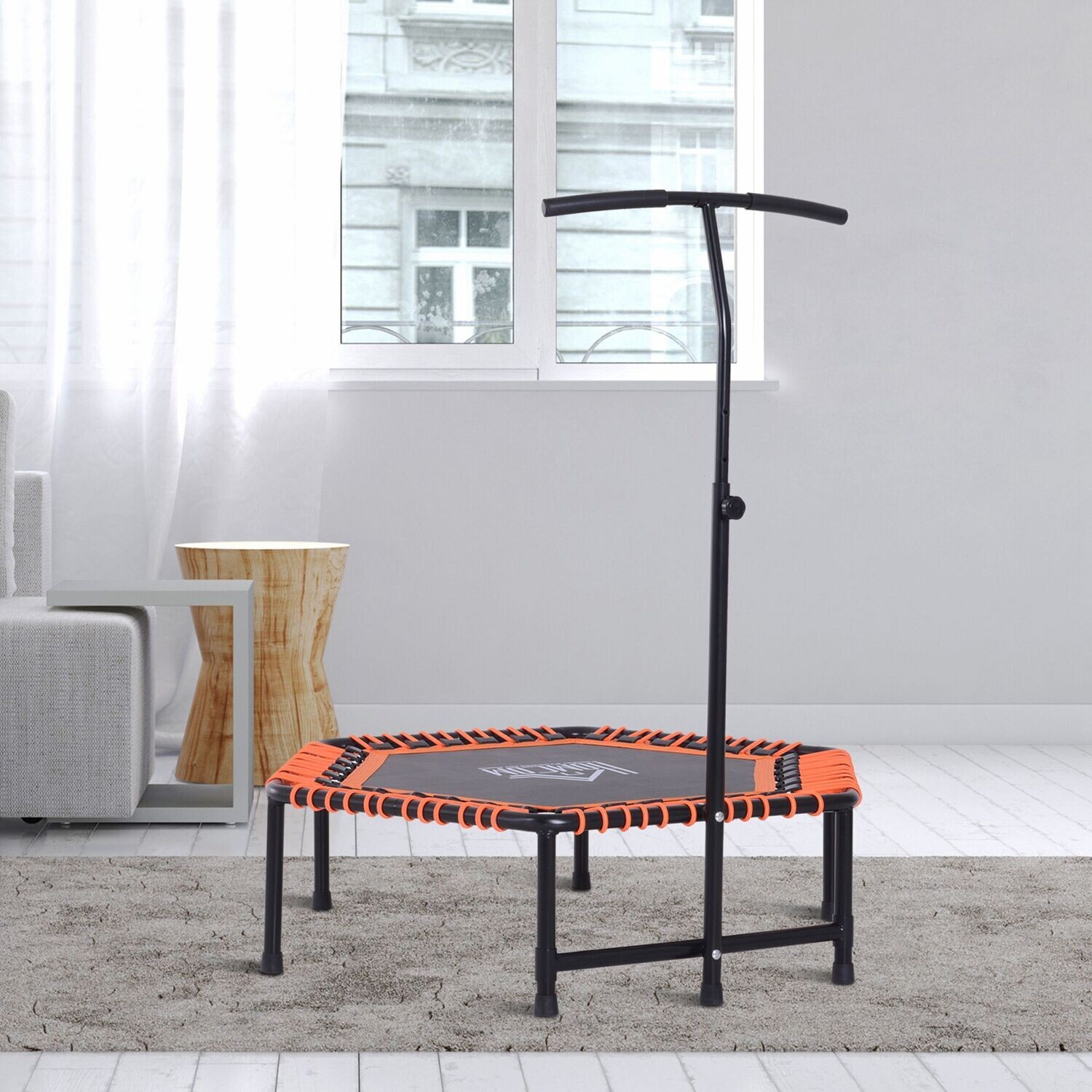 Fitness-Trampolin Trampolin Gartentrampolin für Joga orange-schwarz