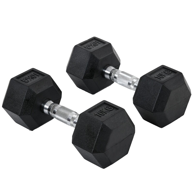 2er-Set Gummi-Hantel Fitness Hantel Kurzhantel Metall schwarz 10 KG