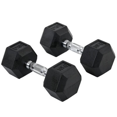 2er-Set Gummi-Hantel Fitness Hantel Kurzhantel Metall schwarz 10 KG