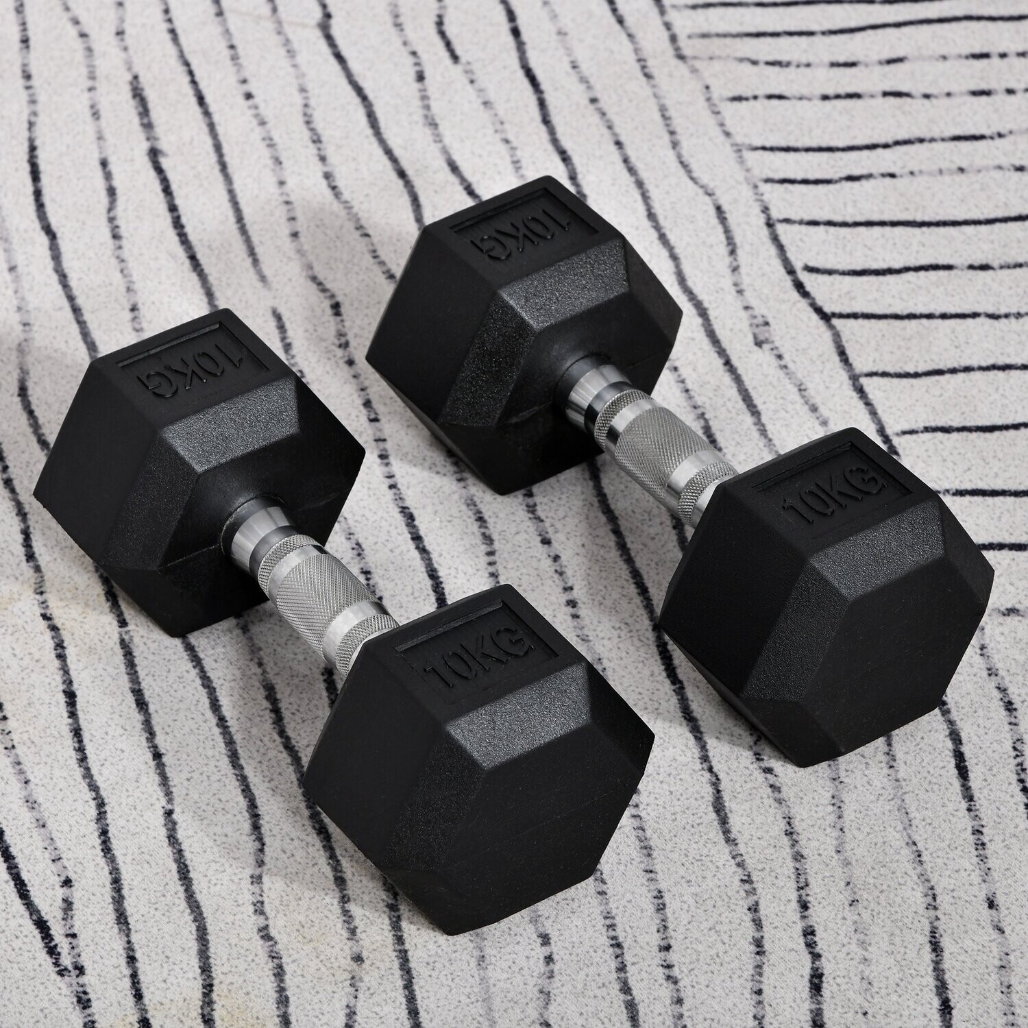2er-Set Gummi-Hantel Fitness Hantel Kurzhantel Metall schwarz 10 KG