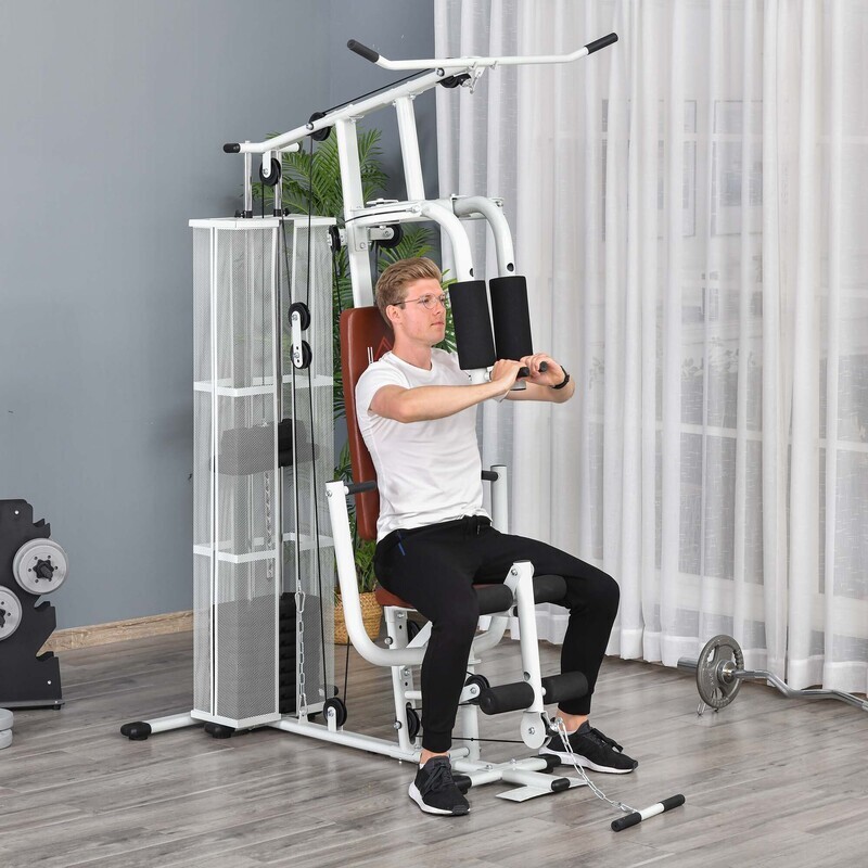 Gym Kraftstation Fitnessstation Multigym Fitnessgerät inkl. Gewichten Metall PU