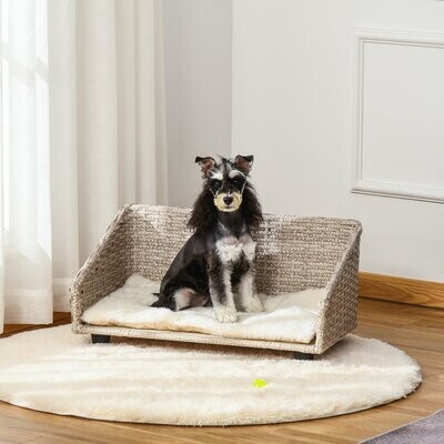 Hundesofa, Hundebett, Katzenbett aus PE-Rattan Weiss