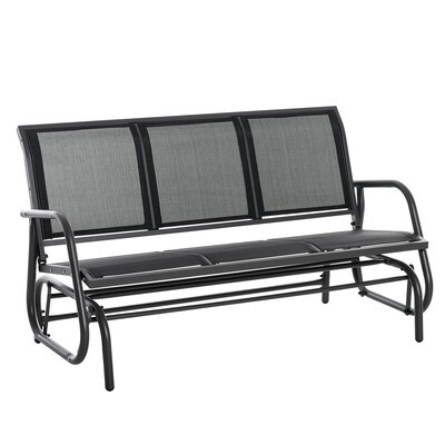 Schaukelstuhl 3-Sitzer Gartenbank Gartenschaukel Schwarz 151 x 75 x 85 cm