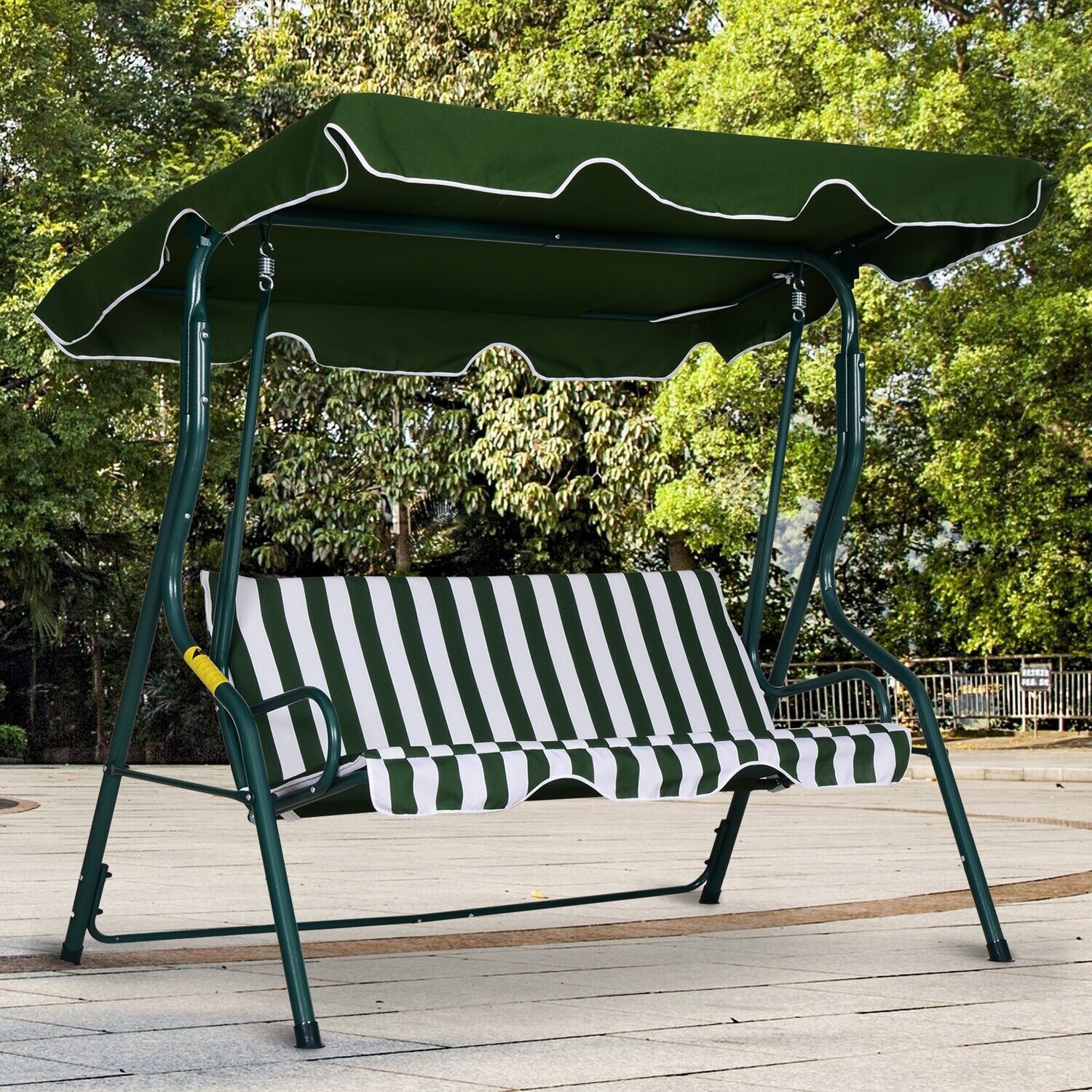 Hollywoodschaukel, 3-Sitzer Gartenschaukel, Schaukelbank, Sonnendach, Grün