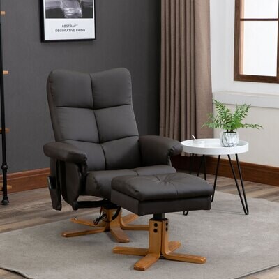 Massagesessel mit Fusshocker Relaxsessel Heizfunktion Braun 145° Neigung