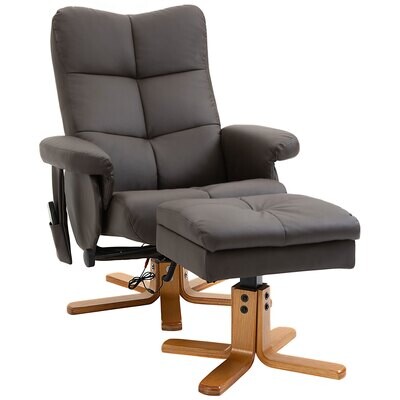 Massagesessel mit Fusshocker Relaxsessel Heizfunktion Braun 145° Neigung