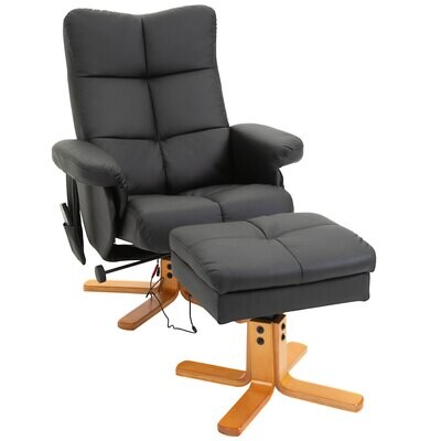 Massagesessel mit Fusshocker Relaxsessel145° Neigung PU Schwarz 80 x 86 x 99 cm