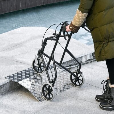 HOMCOM® Rollstuhlrampe Auffahrrampe für Rollstühle Rollatoren Kinderwagen Faltbar Aluminium PVC