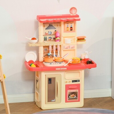 HOMCOM Kinderküche Küchenspielzeug mit Zubehör 60 cm x 27 cm x 84 cm