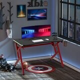 Gaming Tisch mit LED-Beleuchtung Schreibtisch Schwarz Rot 120 cm x 60 cm x 74,5 cm