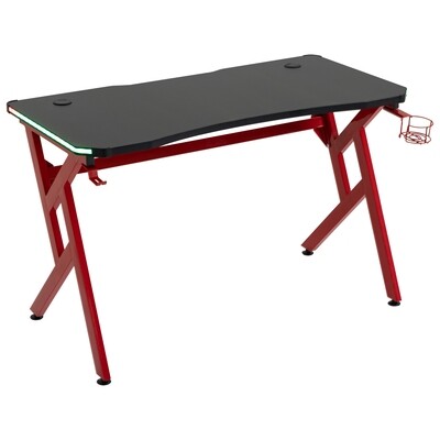 Gaming Tisch mit LED-Beleuchtung Schreibtisch Schwarz Rot 120 cm x 60 cm x 74,5 cm