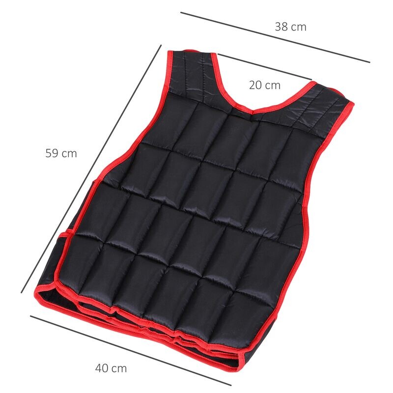 20 kg Trainingsweste einstellbare Gewichtsweste Schwarz+Rot