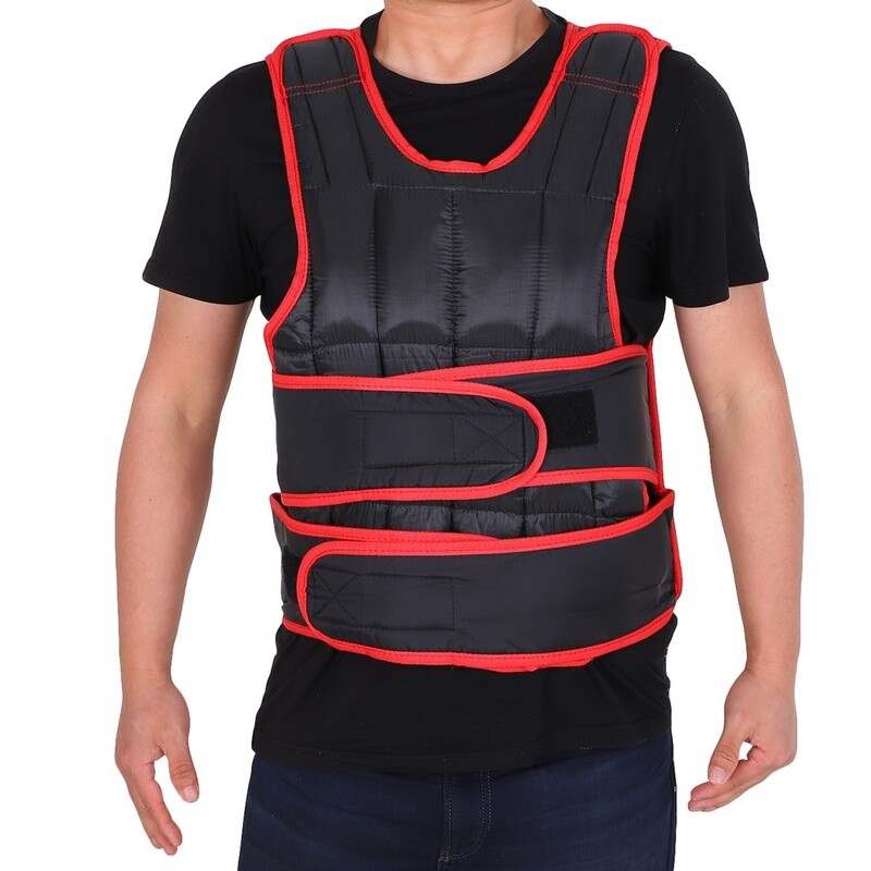 20 kg Trainingsweste einstellbare Gewichtsweste Schwarz+Rot