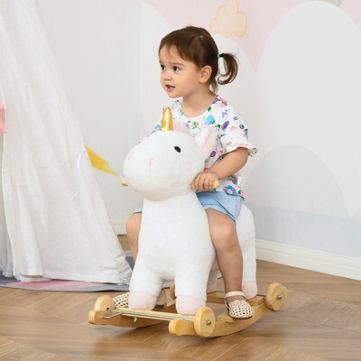 Schaukelpferd Einhorn 63 cm x 38 cm x 63 cm
