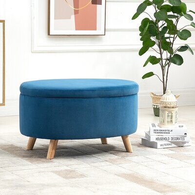 Sitzbank mit Stauraum oval blau