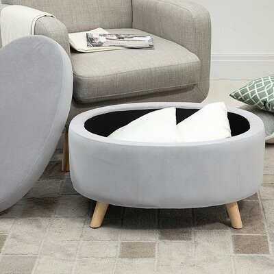 Sitzbank mit Stauraum oval grau