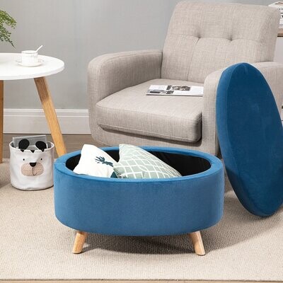 Sitzbank mit Stauraum oval blau