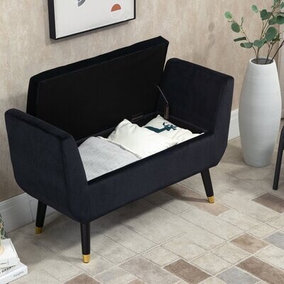 Luxus Sitzbank Truhenbank 107 cm x 42 cm x 65 cm schwarz