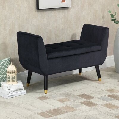 Luxus Sitzbank Truhenbank 107 cm x 42 cm x 65 cm schwarz