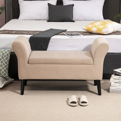 Sitzbank Polsterbank mit Stauraum beige