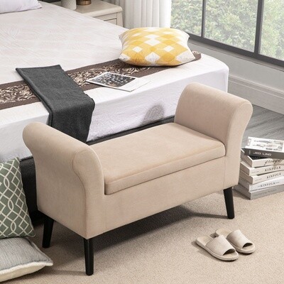 Sitzbank Polsterbank mit Stauraum beige