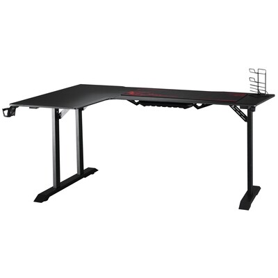 Gamingtisch Schreibtisch L-förmig mit Becherhalter Schwarz+Rot 168 cm x 109 cm x 78 cm