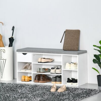 Schuhbank mit Sitzkissen Schuhschrank weiss