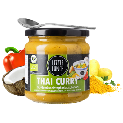 Grosspackung Little Lunch Bio Thai Curry Gemüse-Suppe Eintopf Vegan - 6 x 350 ml = 2,1 Liter