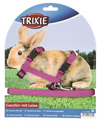 Outlet: Trixie Geschirr mit Leine für Kaninchen / Hasen, Nylon, 25-44 cm, 10 mm, 1,25 m