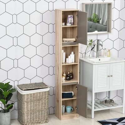 Badezimmerschrank Badezimmerregal mit 2 Türschränke 2 offenen Regalen MDF
