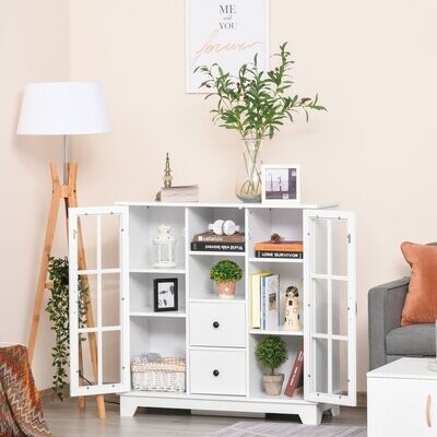 Sideboard Küchenschrank mit Glastür weiss