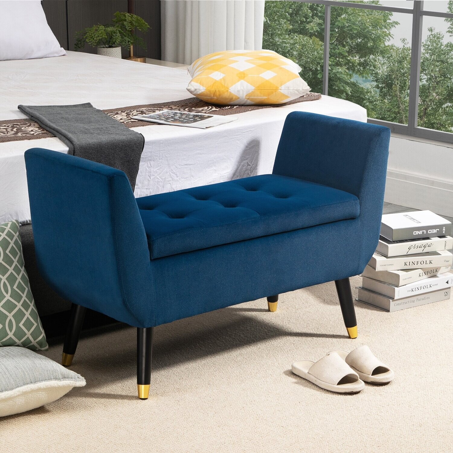 Luxus Sitzbank 107 cm x 42 cm x 65 cm blau