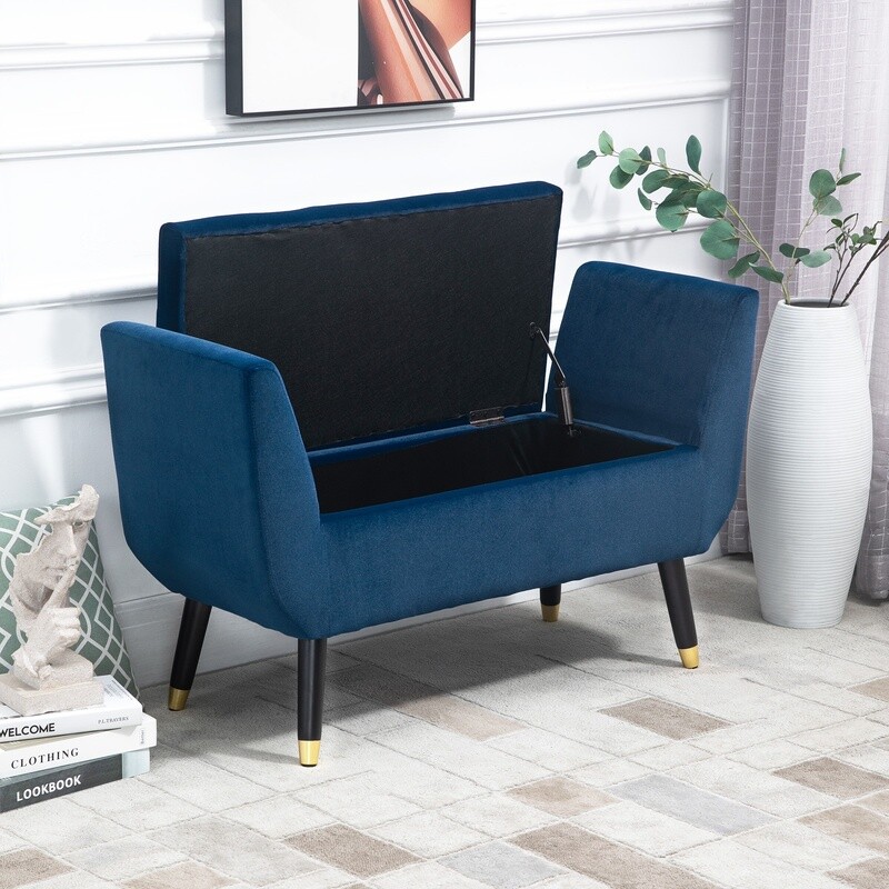 Luxus Sitzbank 107 cm x 42 cm x 65 cm blau