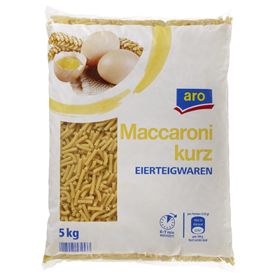 Grosspackung aro Maccaroni kurz - 5 kg Beutel